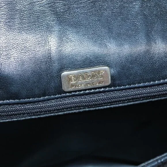 Authentic BALLY Chain Shoulder Bag Leather Black Gold - Picture 3 of 16